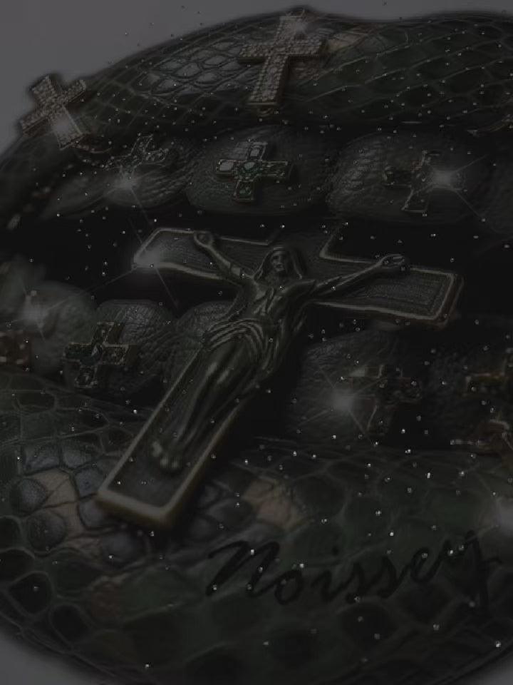 NOISSEY BRONZE SNAKESKIN - ICED OUT CROSS ART BOXY TEE