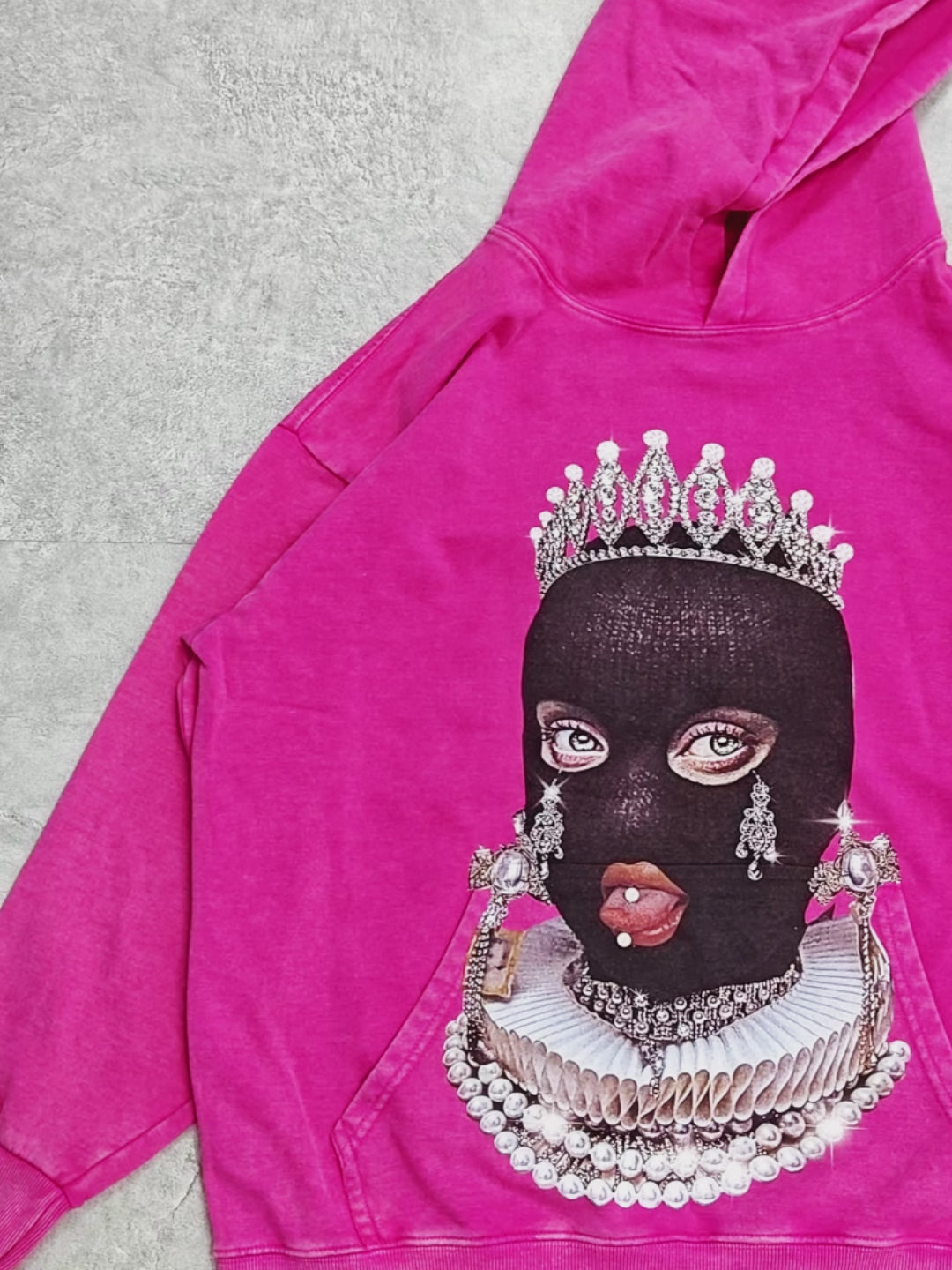 Classic Princess Black Hooded 350g Wash Print Hoodie