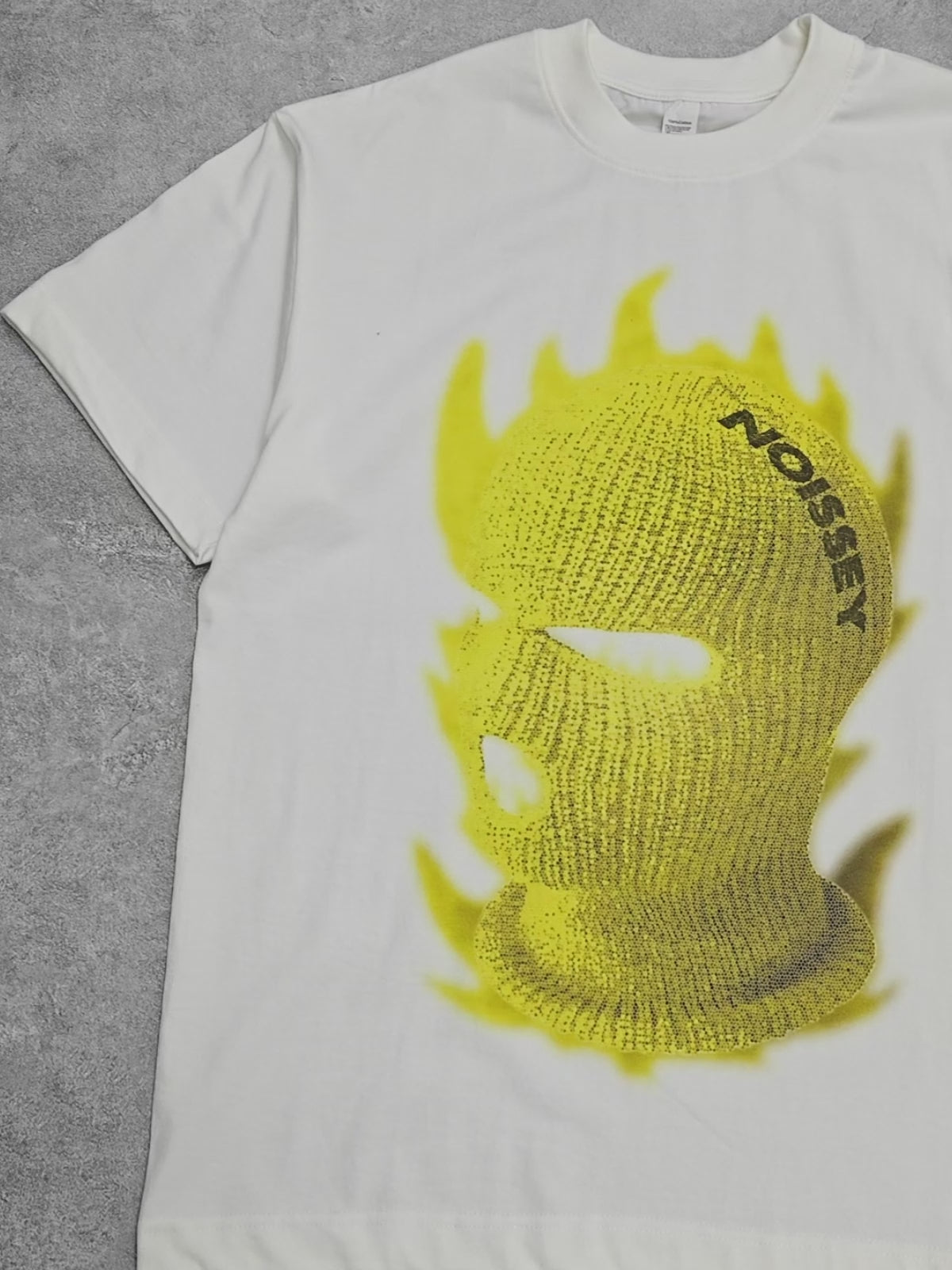 NOISSEY Yellow Yarn Mask Print T-Shirt