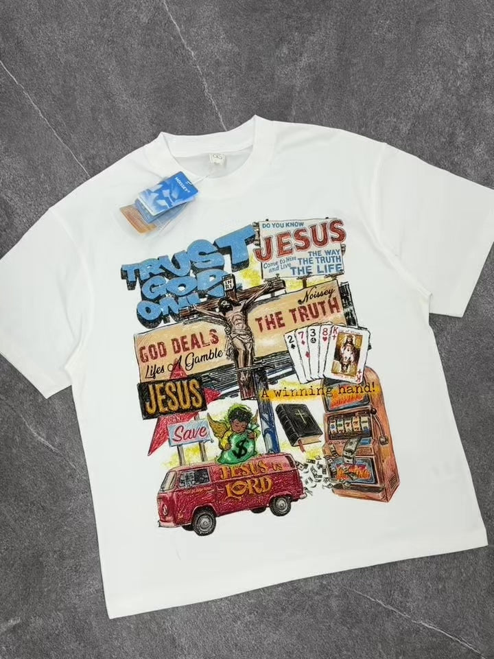 NOISSEY "God Deals The Truth" Spiritual Graffiti Art Heavyweight Oversized T-Shirt