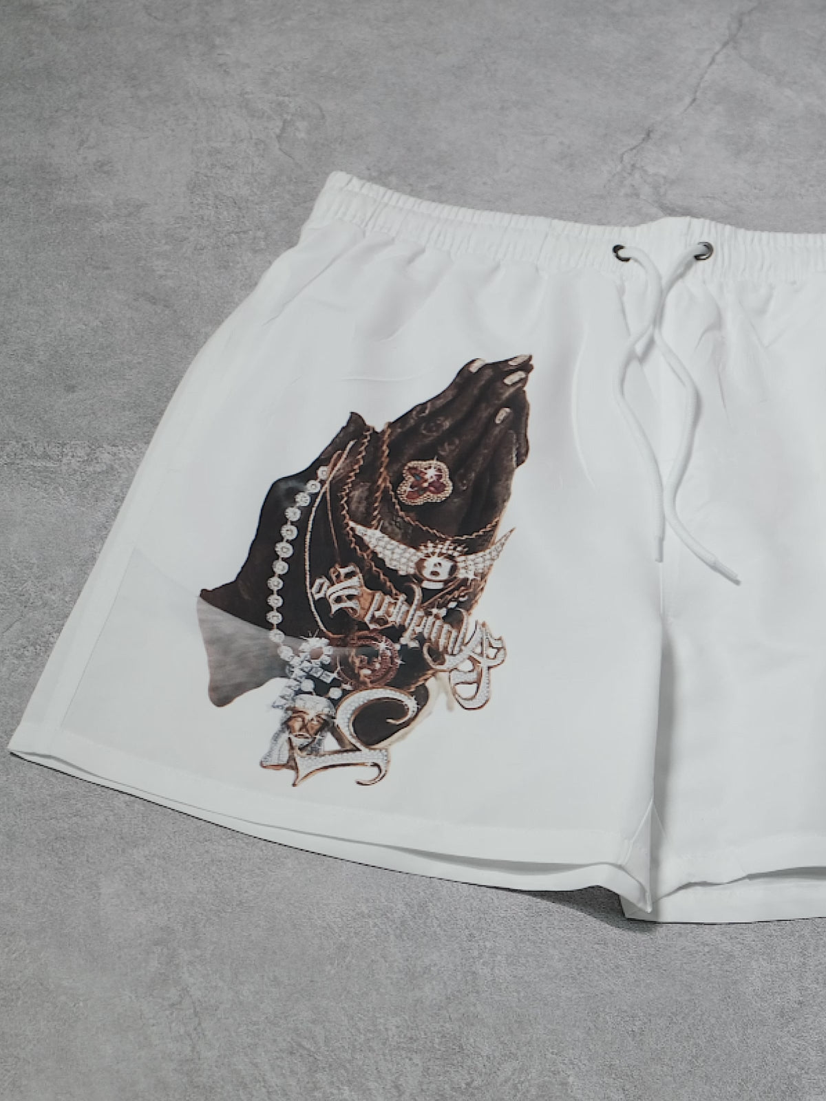 Rising Hand Two-Tone Printed Loose Beach Quick Dry Shorts