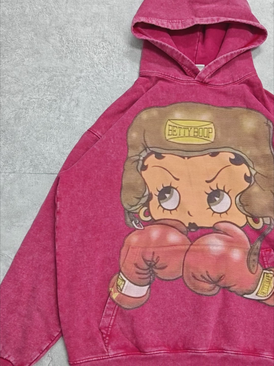 High quality Cartoon girl Boxing Print 425g Hoodie