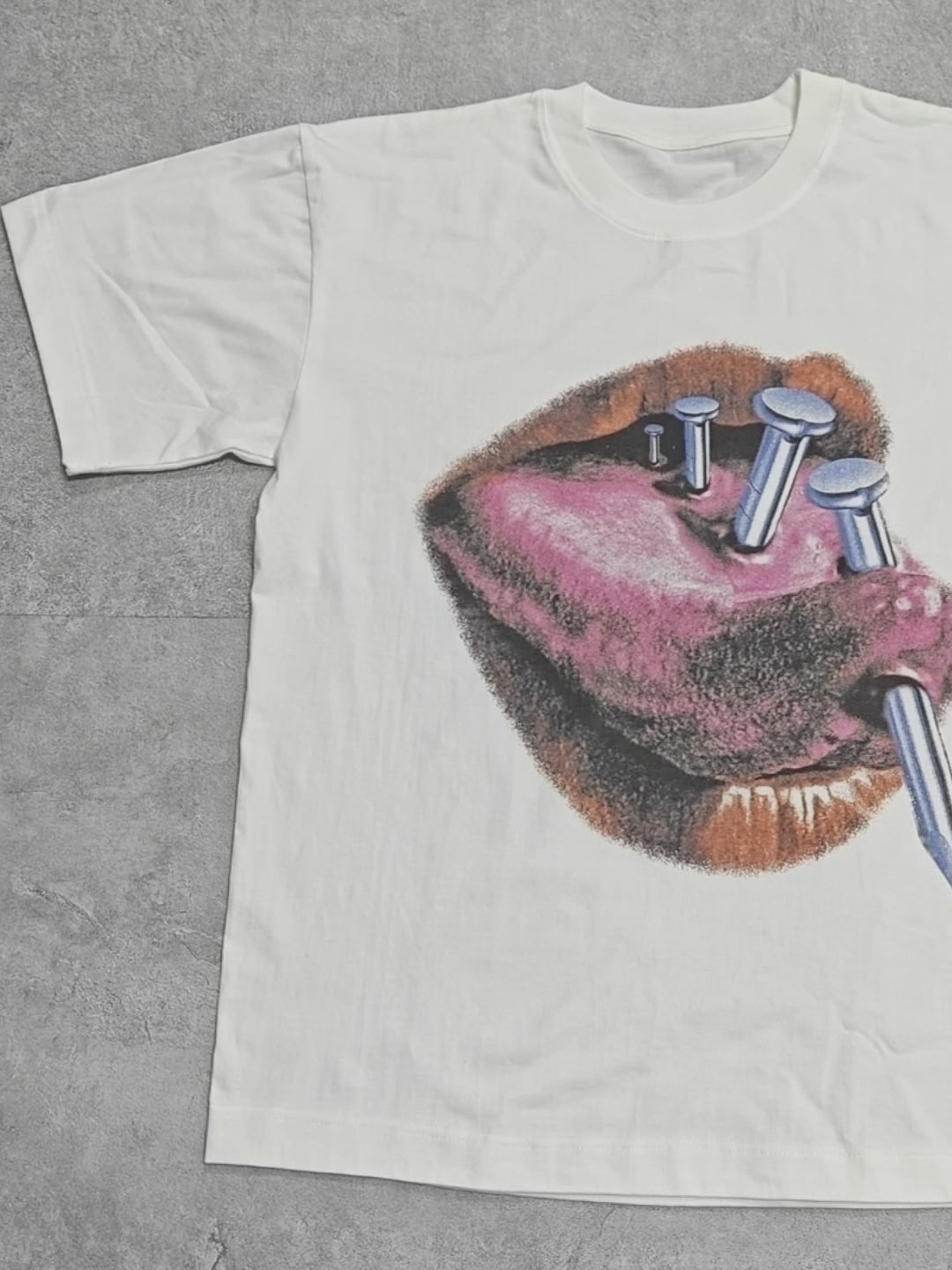 Tongue stud print T-shirt