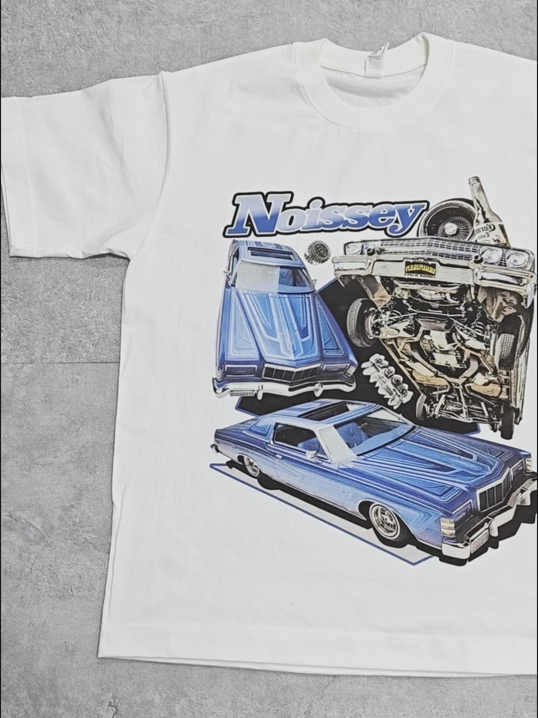 Blue Vintage Low Rider Print T-shirt