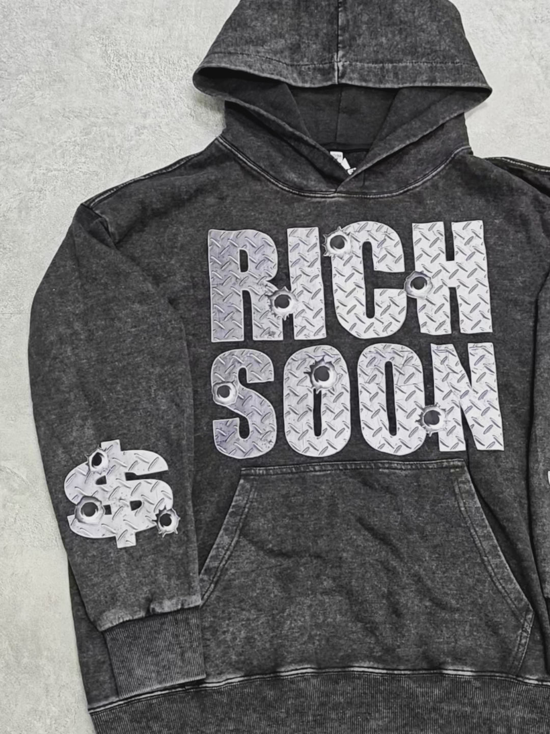 RICH SOON! Metal Bullet Hole Print Hoodie