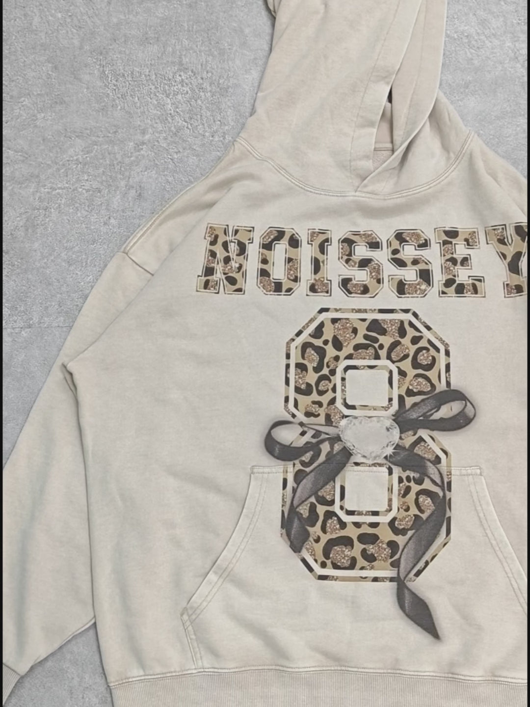 Sparkling Leopard Print Diamond Bow 350g Hoodie