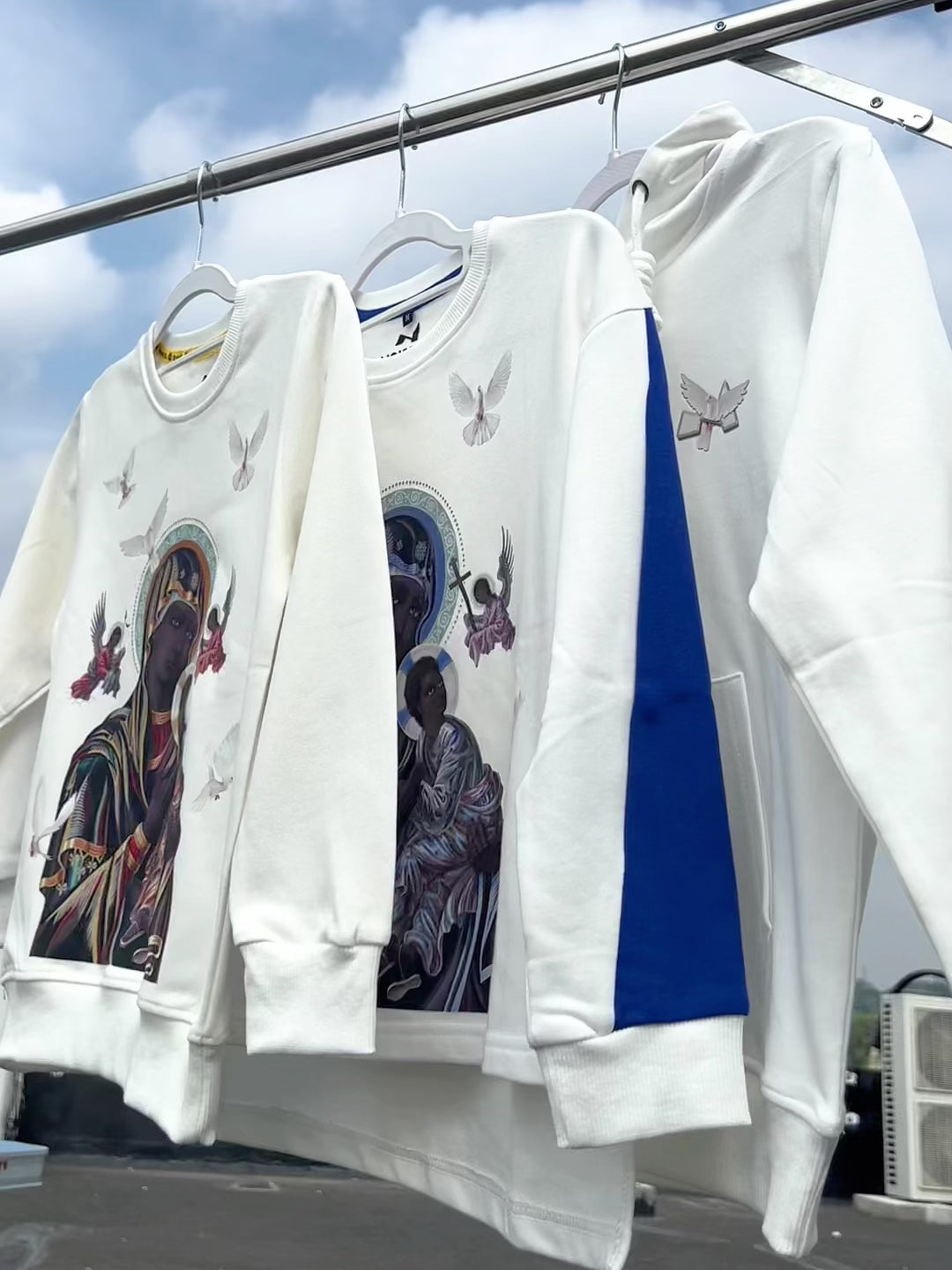 KINDER – Dickes Rundhals-Sweatshirt mit Madonna und Kind, 280 g