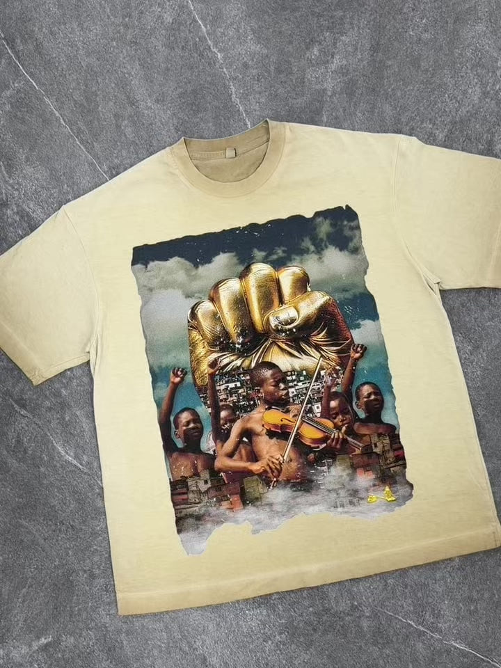 T-Shirt mit gewaschenem „Freedom“-Collage-Print