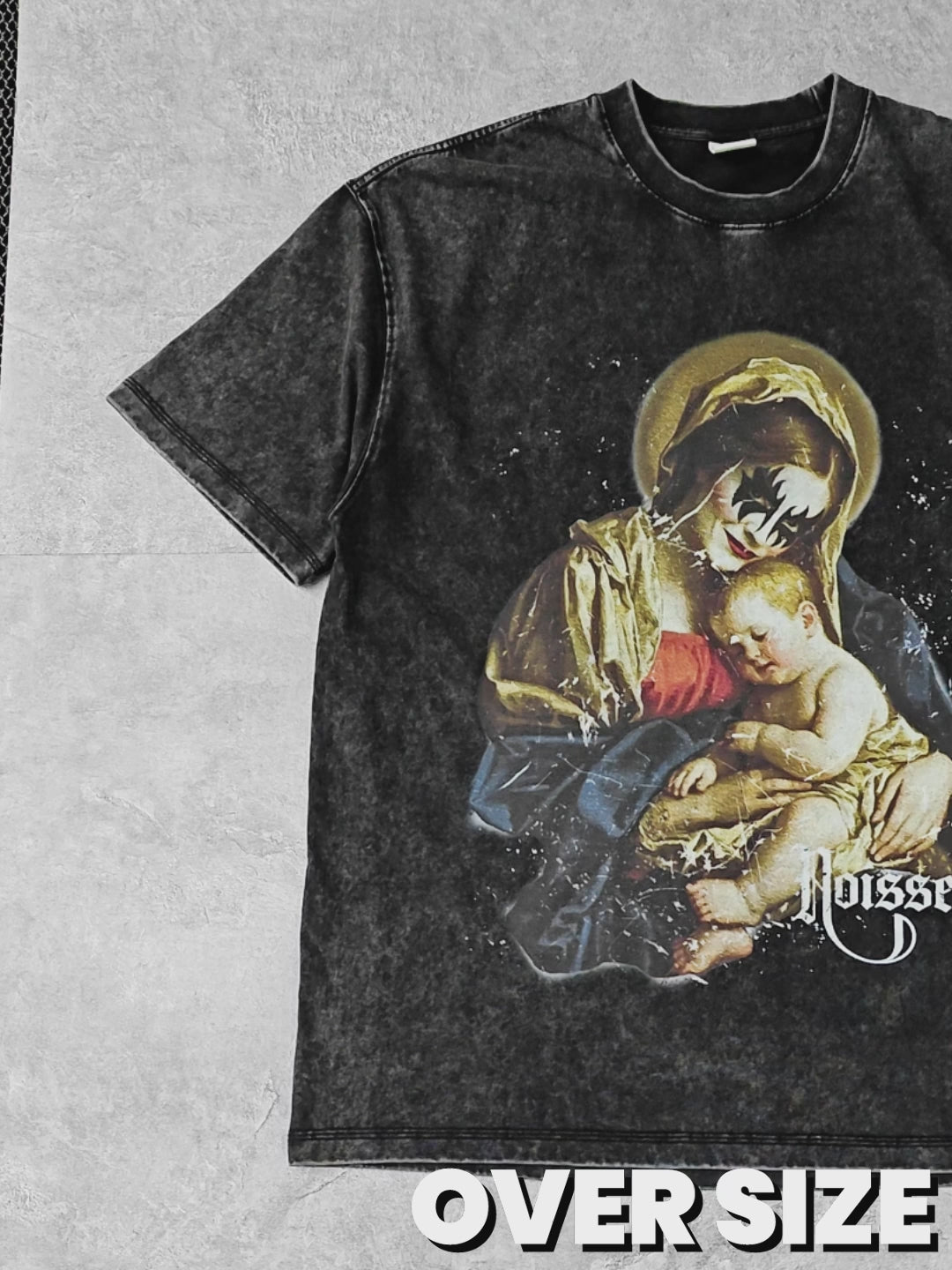 "Kiss" washed print T-shirt