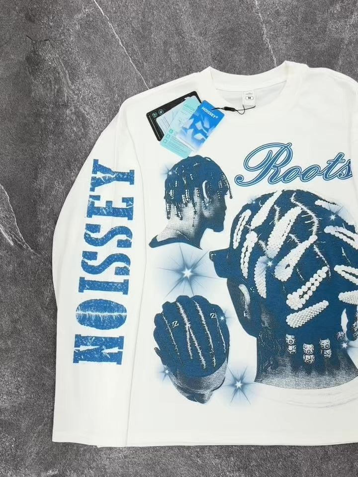 NOISSEY "Roots Deep" Retro Cyanotype Braids Culture Graphic Boxy Sweatshirt