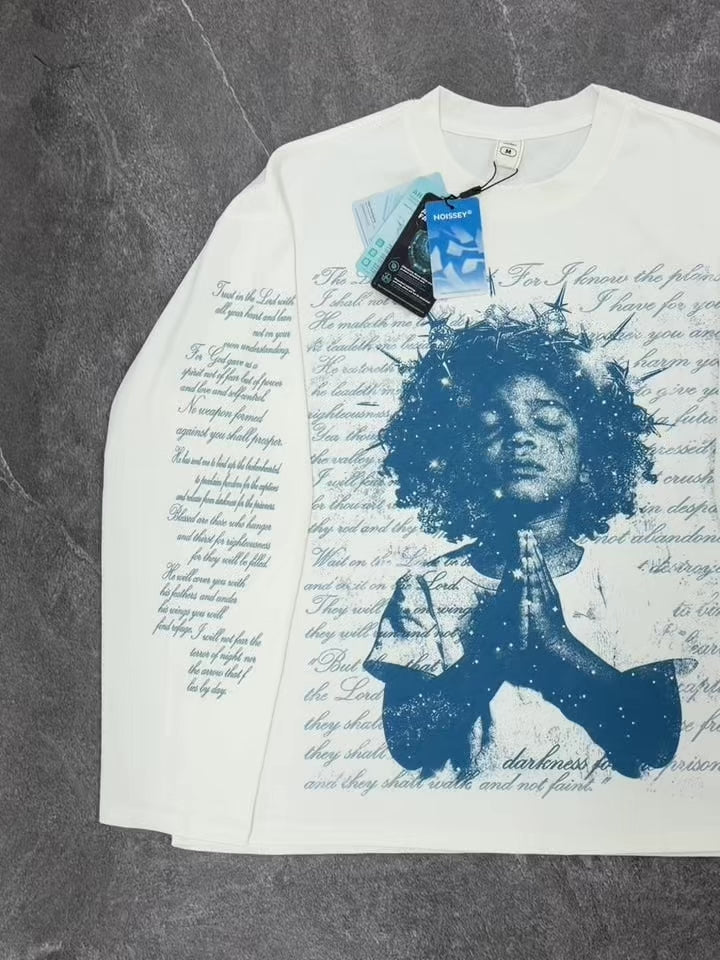 NOISSEY "THORNY COVENANT" BIBLICAL SCRIPTURE LONG-SLEEVE SWEATSHIRT