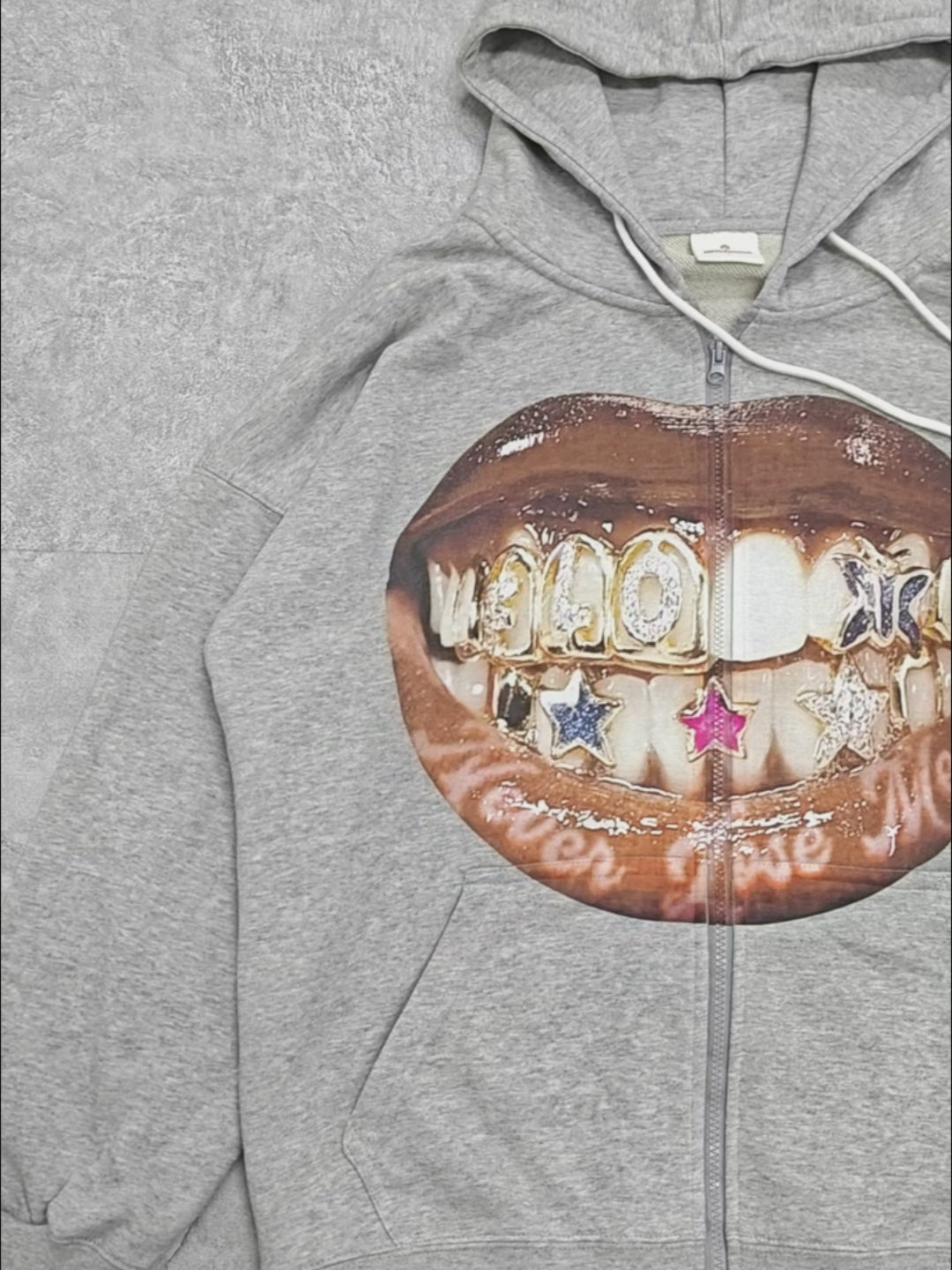 Lip Teeth Sticker Art 370g Zip-Up Hoodie