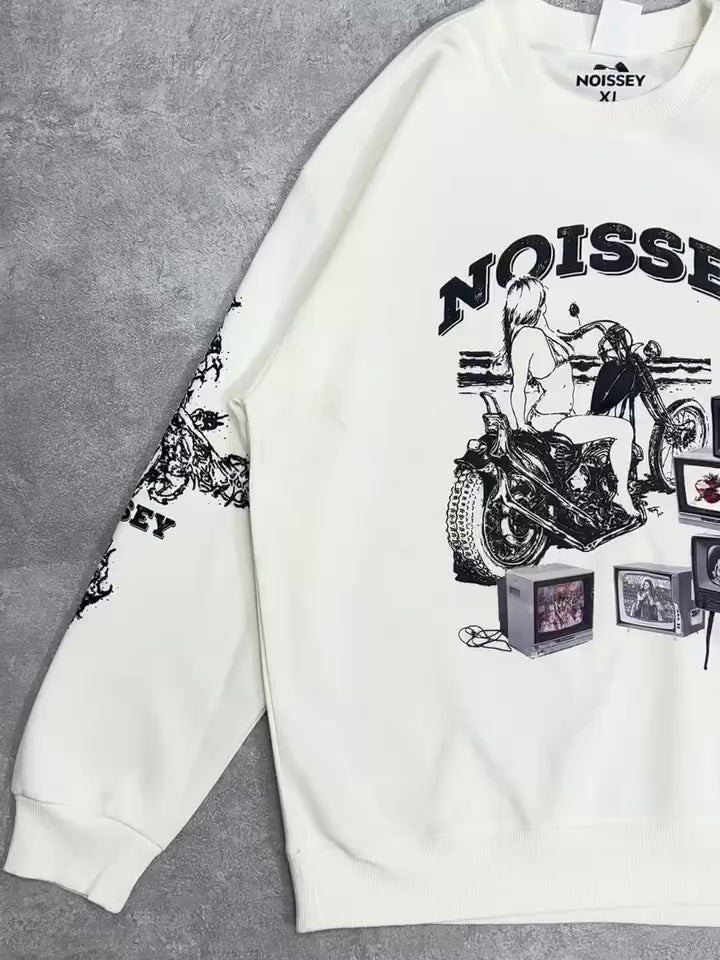 BOUNCE BACK© NOISSEY Original Line Drawing Round Neck Sweatshirt