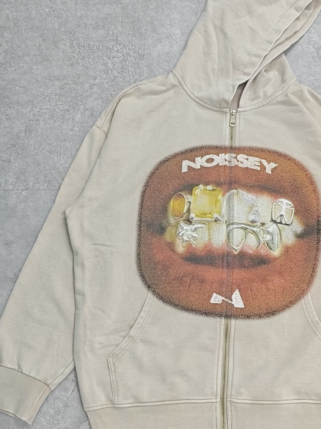 Retro Lip Grills Noissey Print 350g Washed Hoodie with Zipper