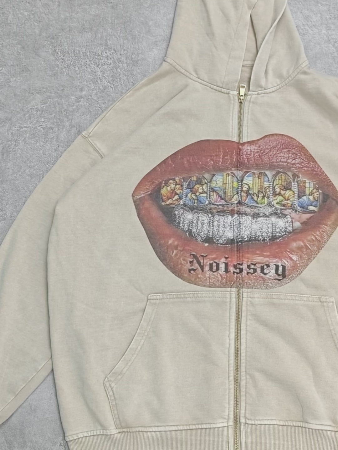 Religious Stained Glass Diamond Toothpaste Print Zip-up 350g Hoodie