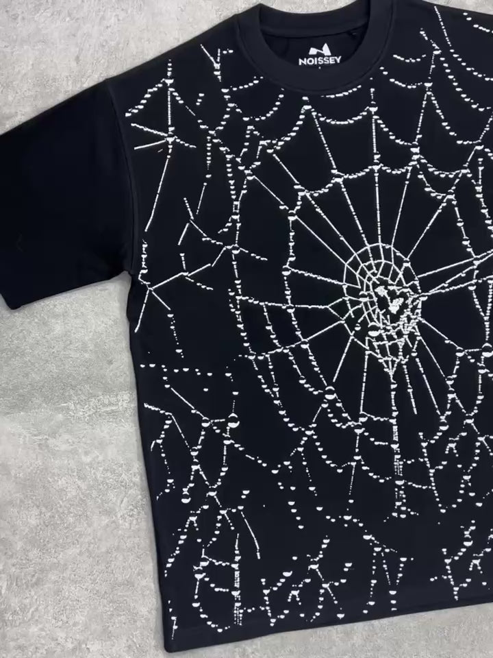 BOUNCE BACK© Water Droplets Spiderweb Black T-shirt