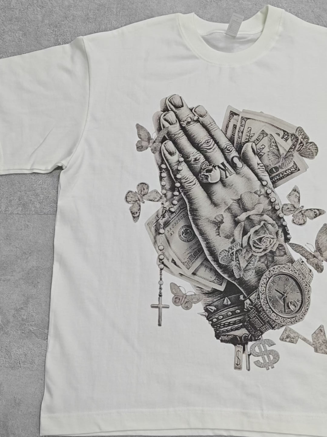 Praying Hands Pencil Sketch Print T-shirt