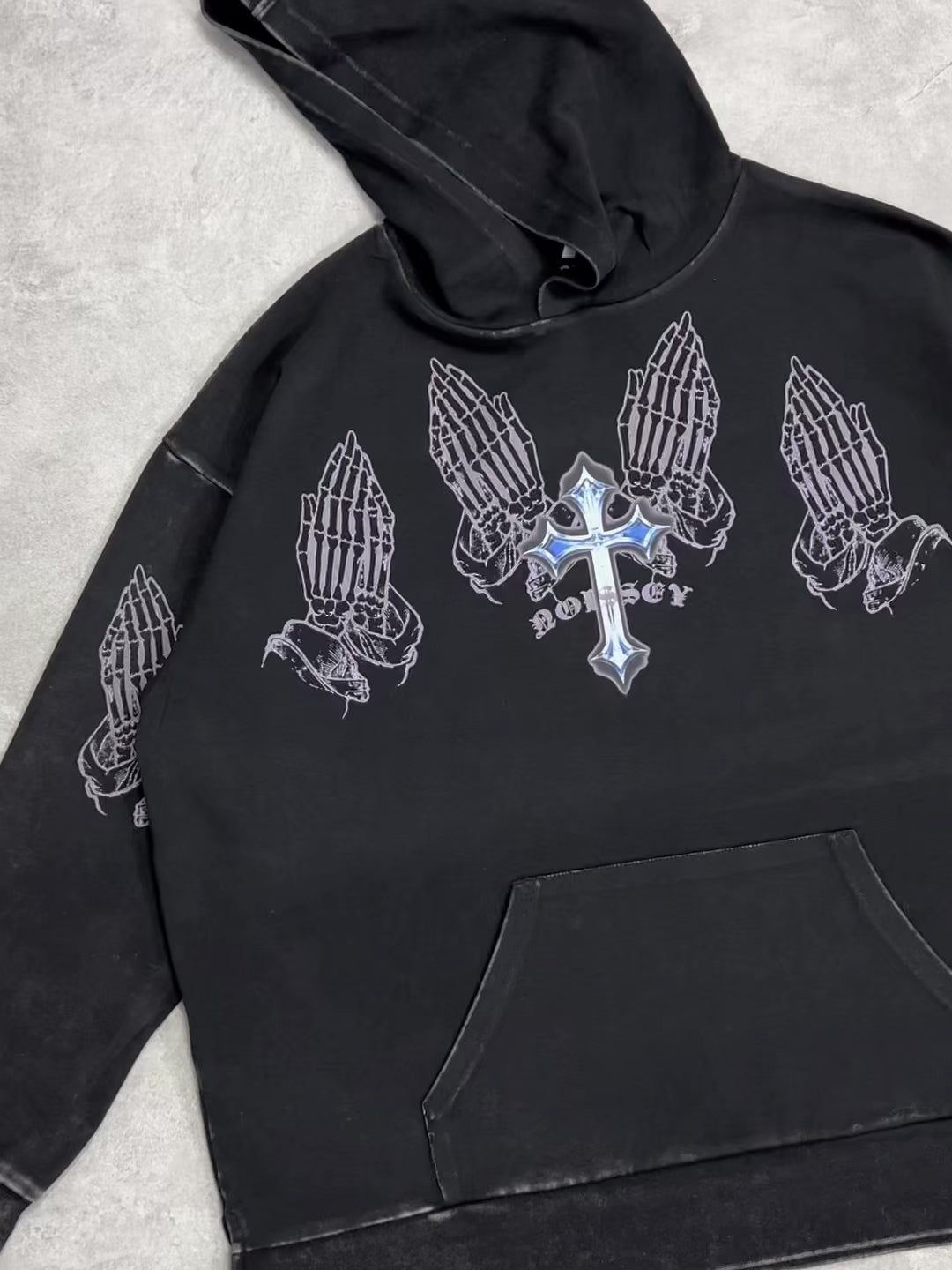 UNKNOWN ALLURE© Praying Hands Cross Hoodie