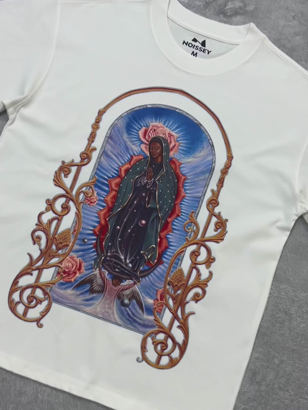 OBSTACLES & DANGERS©Our Lady of Guadalupe Wave White T-shirt