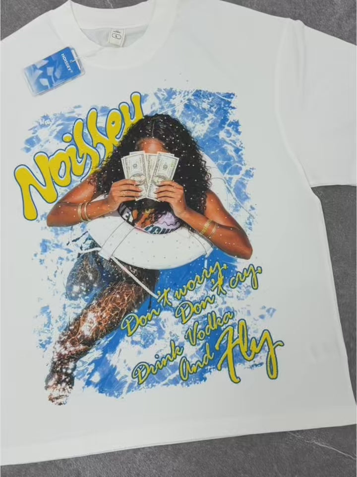 NOISSEY "Dark Angel" Live Your Best Life Boxy Tee - Cloud White