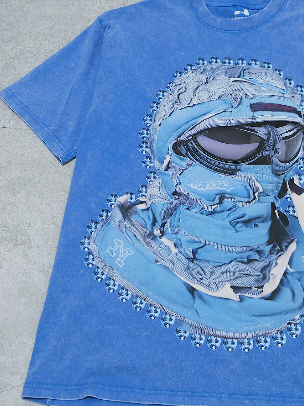 T-shirt imprimé exclusif à capuche fonctionnel bleu BOUNCE BACK©