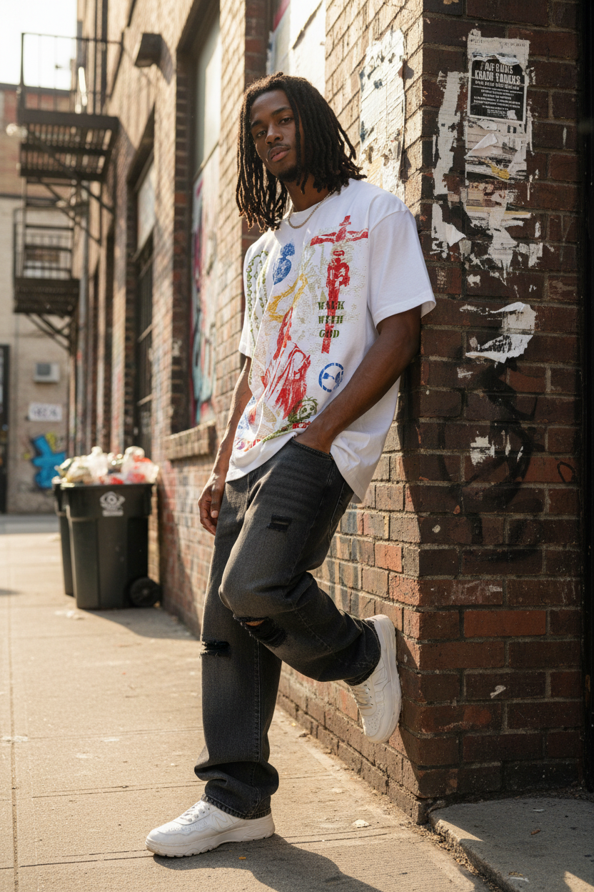 Realistic Trust God's plan T-shirt model photo