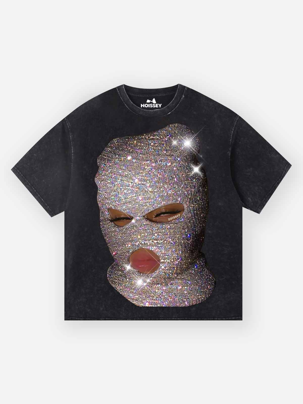 High Quality Diamond Bling Balaclava Print 300g T-shirt