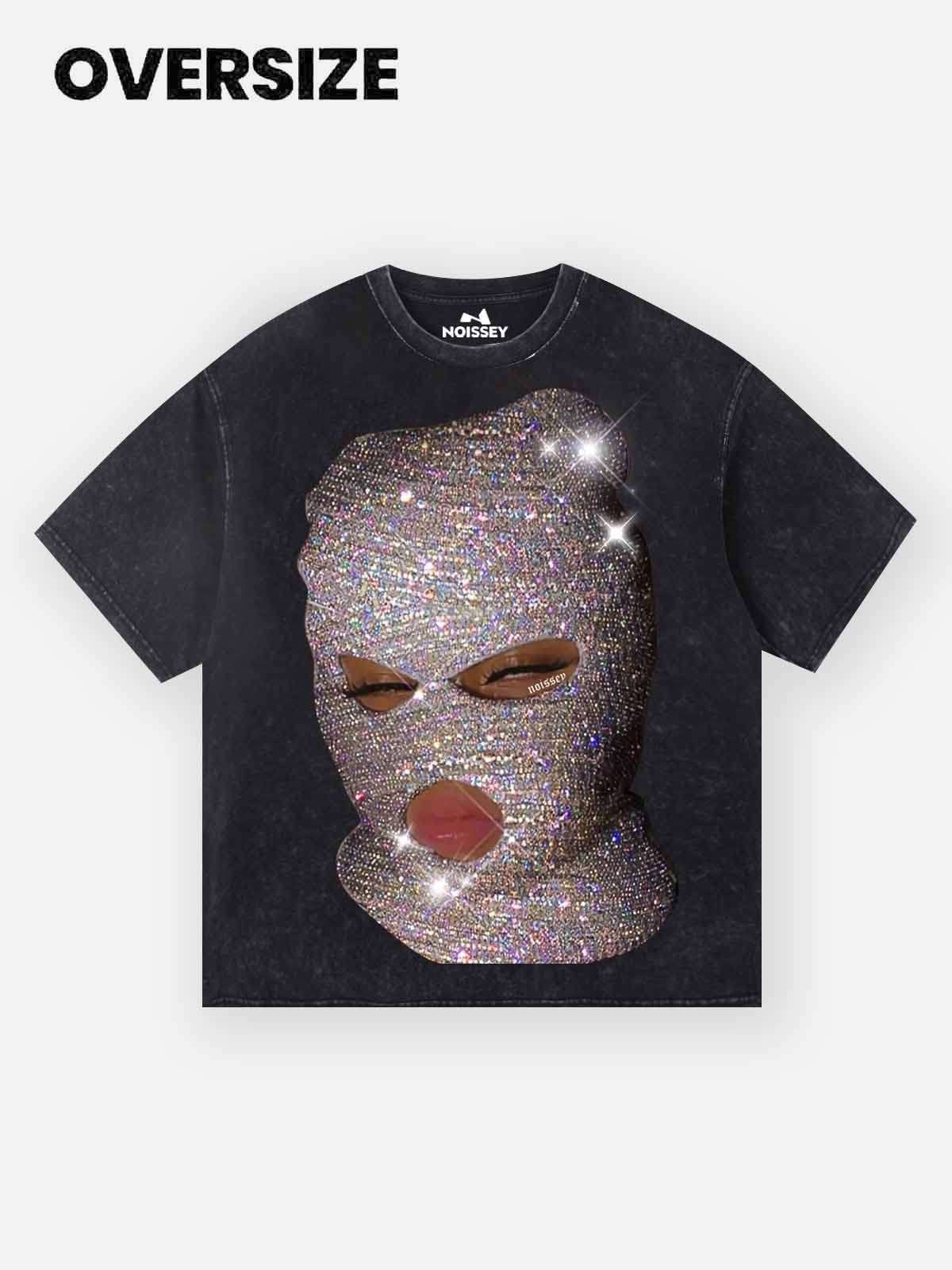 High Quality Diamond Bling Balaclava Print 300g T-shirt