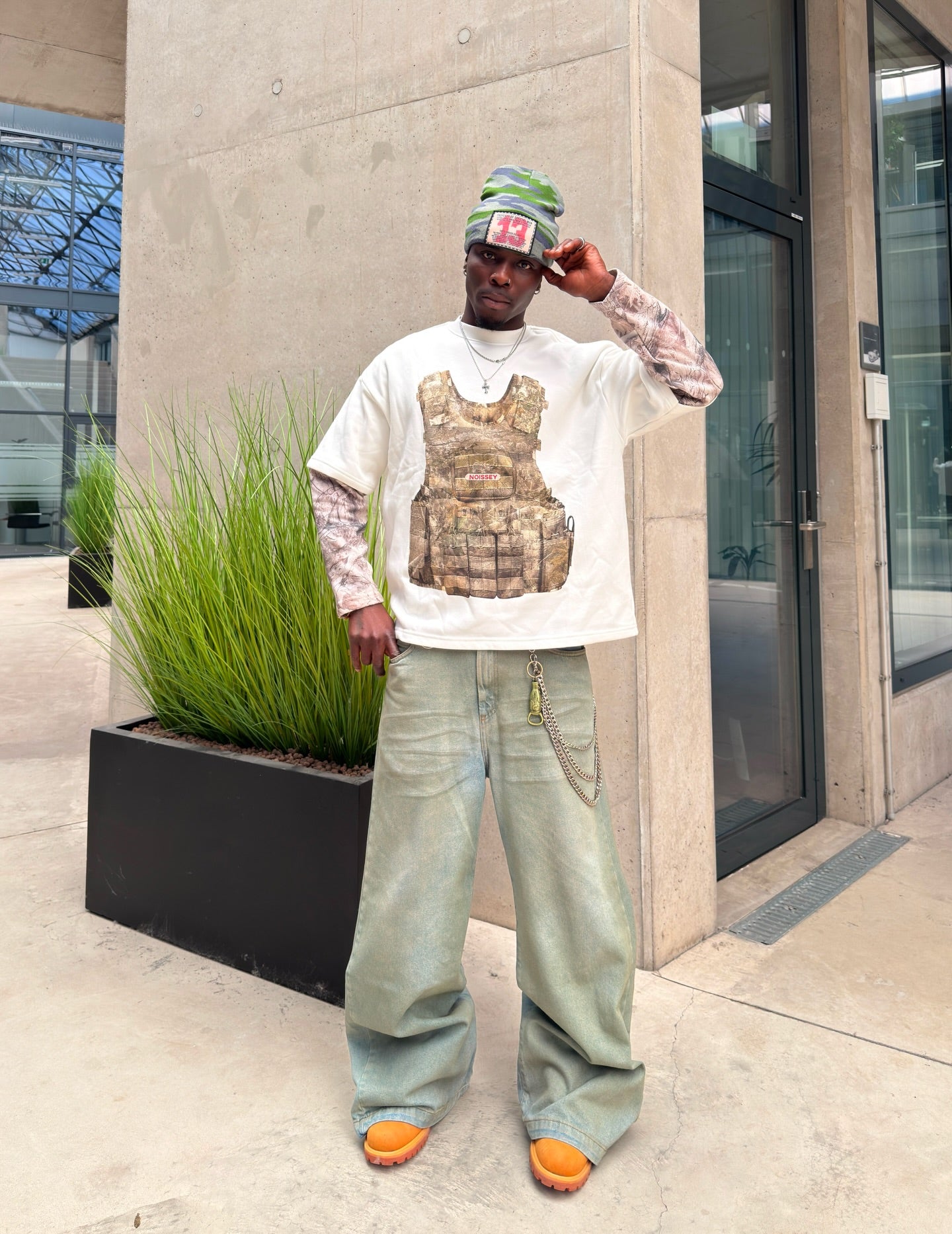 Real tree Bulletproof Vest Print Tree-Pattern Long Sleeve