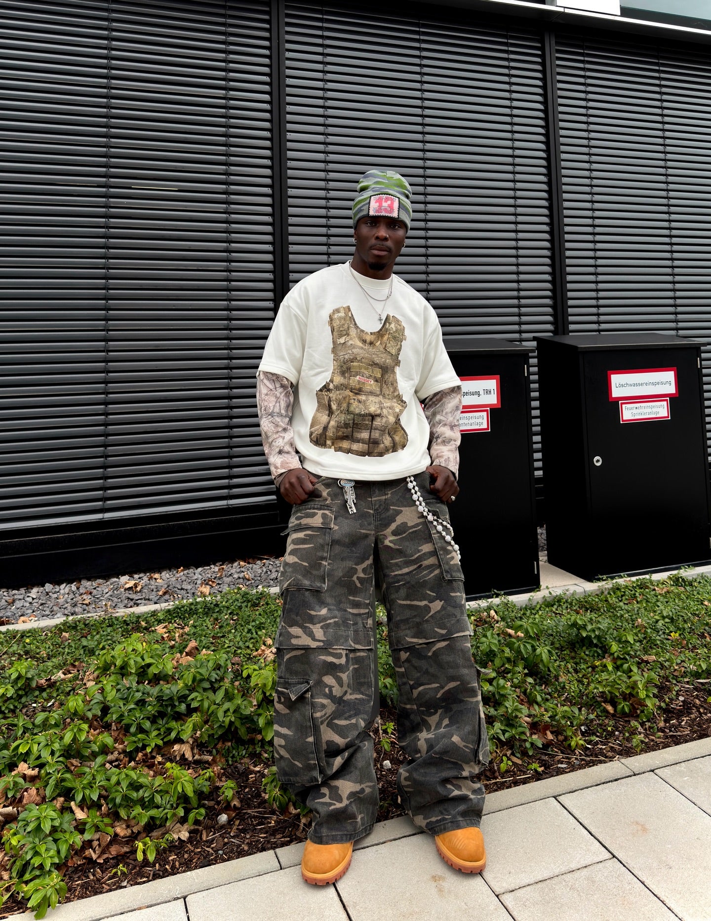 Real tree Bulletproof Vest Print Tree-Pattern Long Sleeve