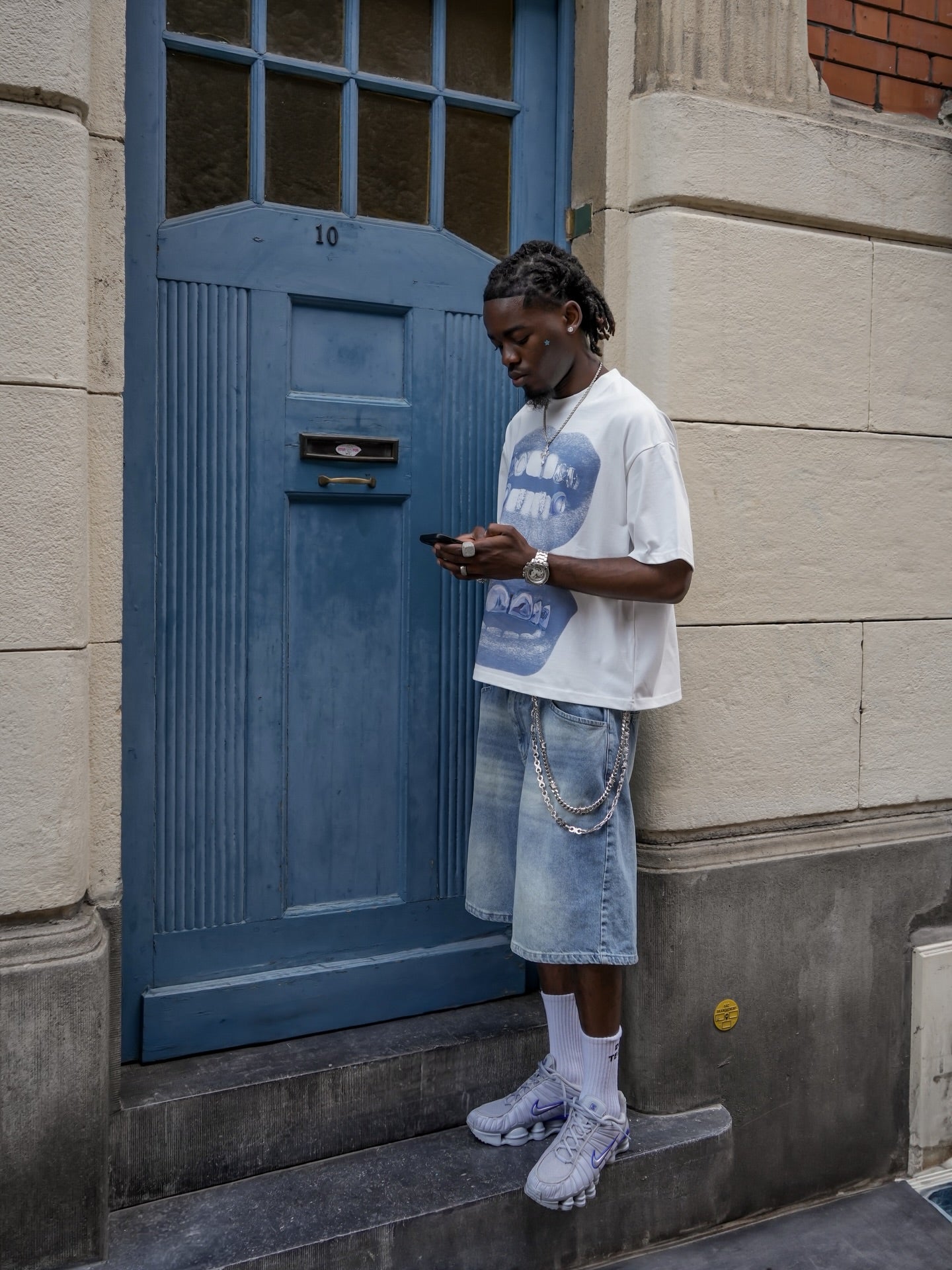 "Double Grillz" Boxy Heavyweight Cooling Tee - White